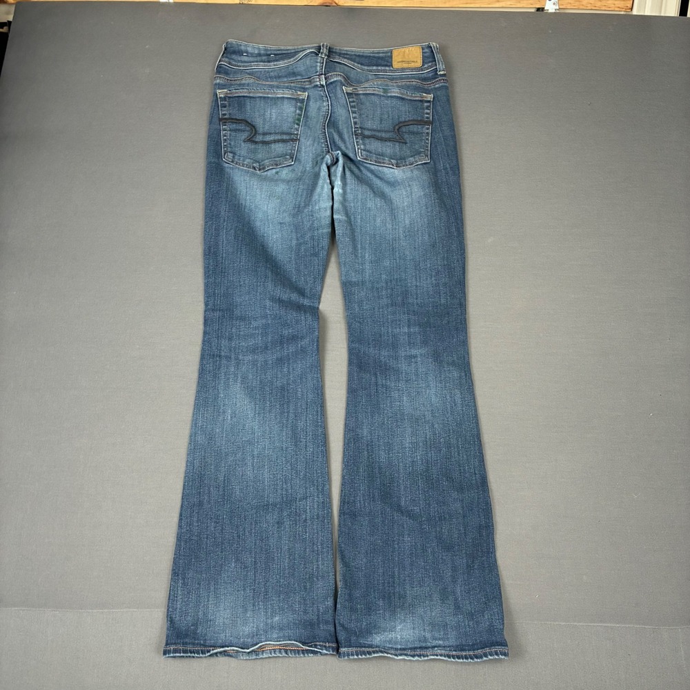 American Eagle Kick Boot Cut Super Stretch Dark Wash Jeans Womens Size 6 (28x29) - Picture 2 of 6